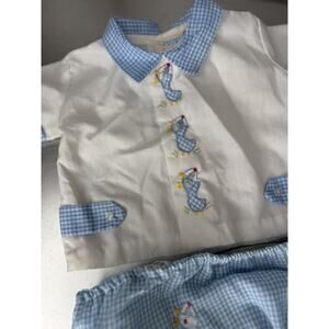 Vintage Catton Candy Size Infant 2 Piece Outfit Baby Ducks Top Diaper Cover